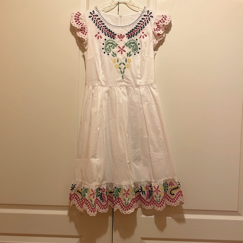 Embroidered white dress
